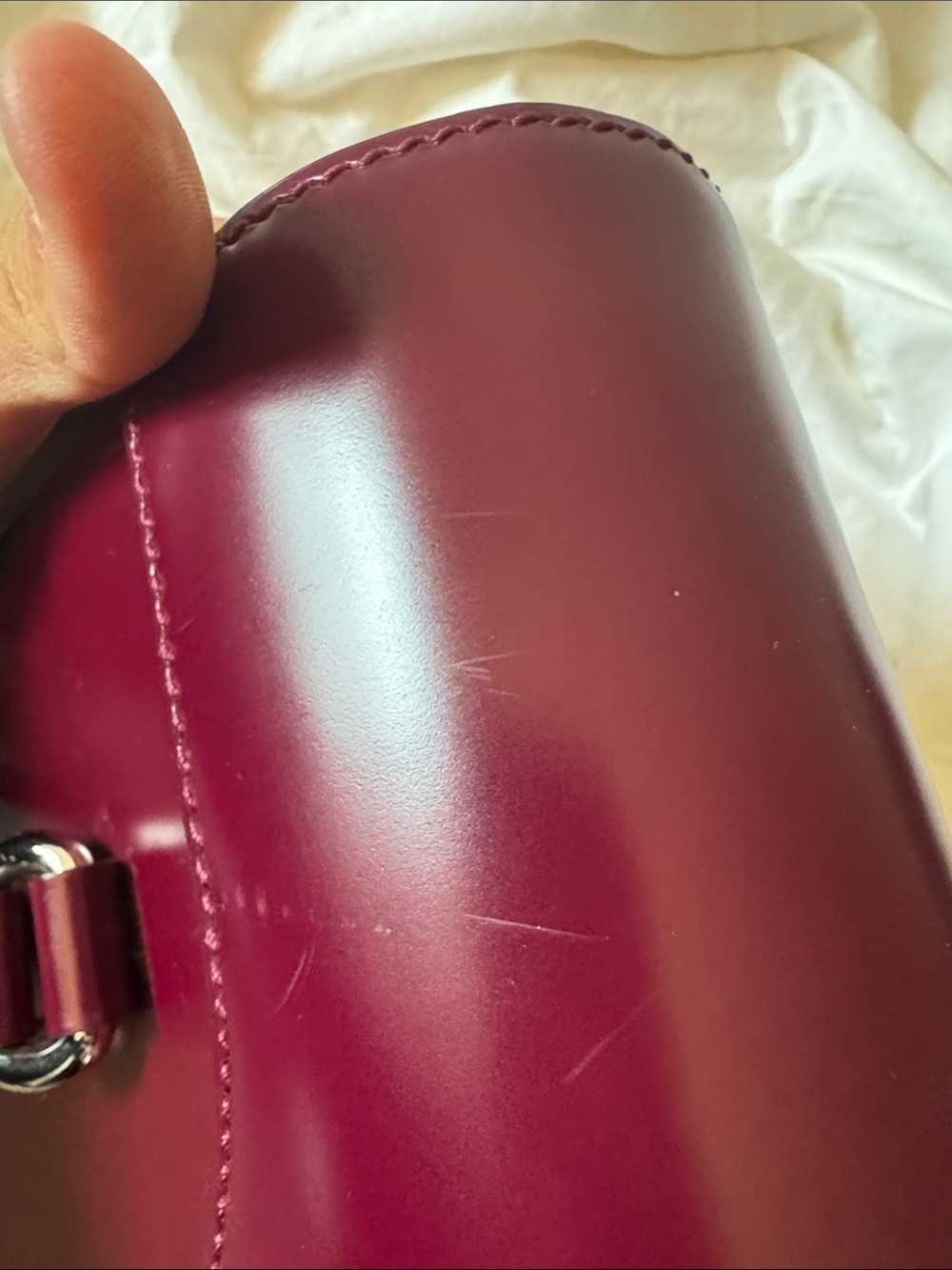 Gucci Burgundy Leather Top-Handle Satchel with Gold Hardware - Picture 9 of 13